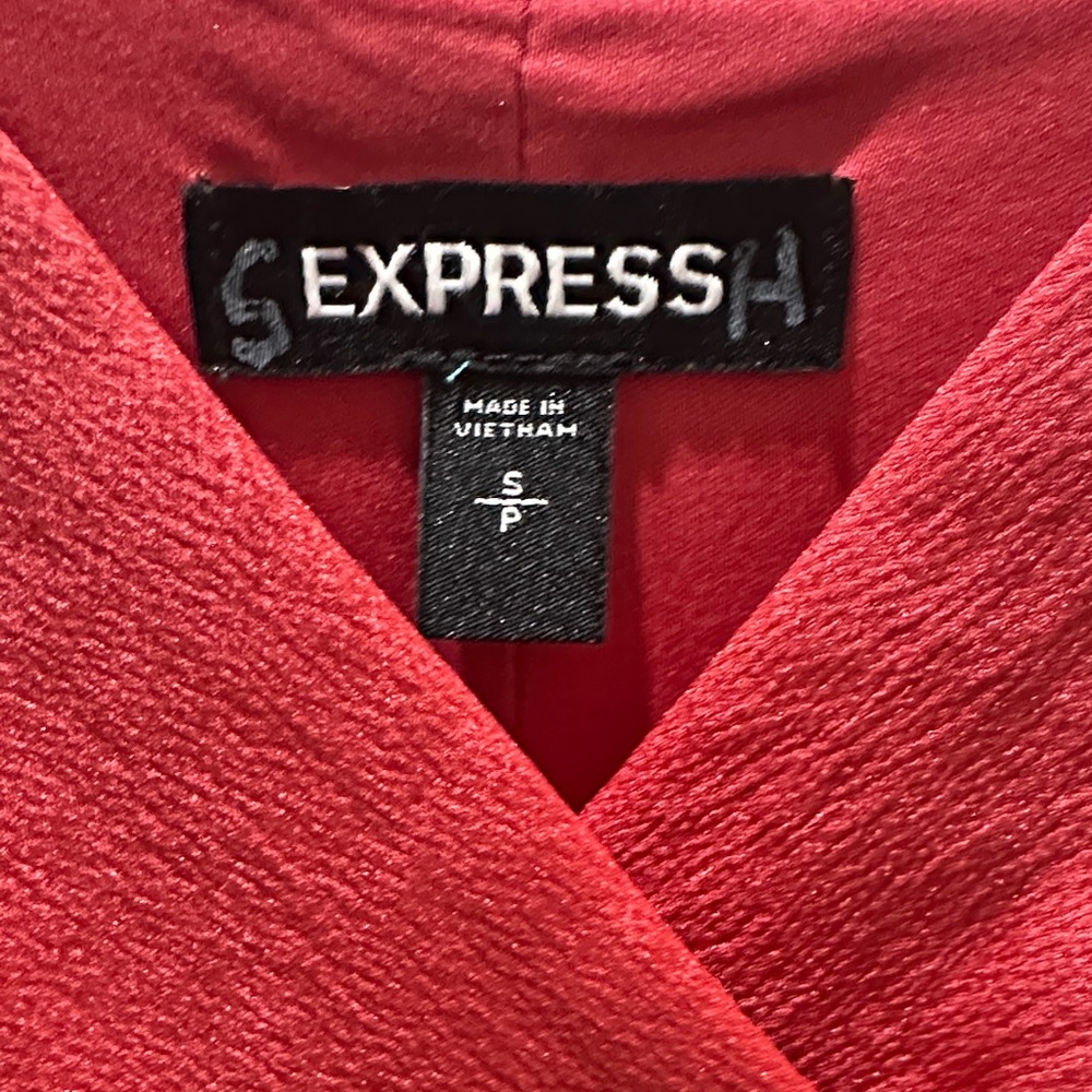 Express Coral Red V-Neck Dress - Picture 2 of 7